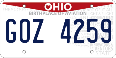 OH license plate GOZ4259
