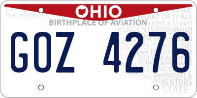 OH license plate GOZ4276