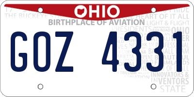OH license plate GOZ4331