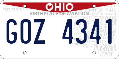 OH license plate GOZ4341