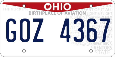 OH license plate GOZ4367