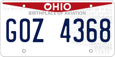 OH license plate GOZ4368