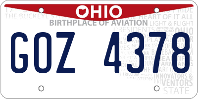 OH license plate GOZ4378