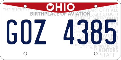 OH license plate GOZ4385