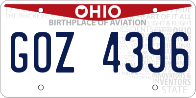 OH license plate GOZ4396