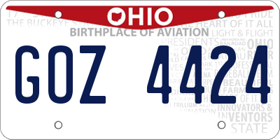 OH license plate GOZ4424