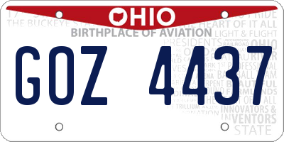 OH license plate GOZ4437
