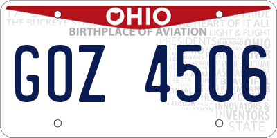 OH license plate GOZ4506