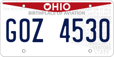 OH license plate GOZ4530