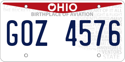 OH license plate GOZ4576