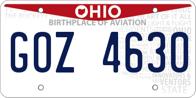 OH license plate GOZ4630