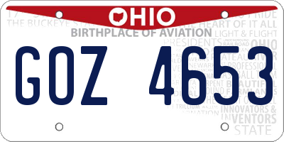 OH license plate GOZ4653