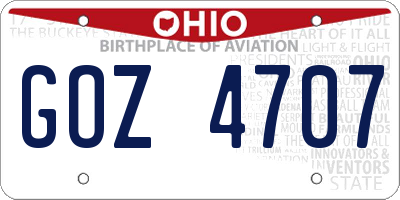 OH license plate GOZ4707