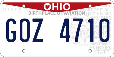 OH license plate GOZ4710
