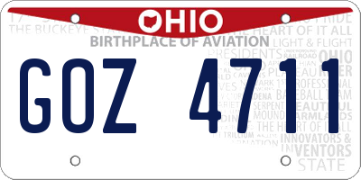 OH license plate GOZ4711