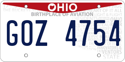 OH license plate GOZ4754