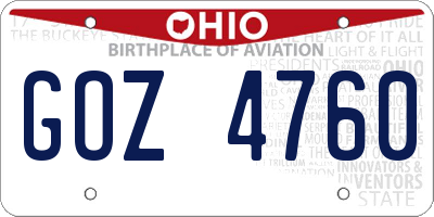 OH license plate GOZ4760