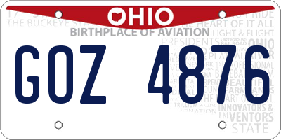 OH license plate GOZ4876