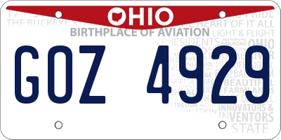 OH license plate GOZ4929