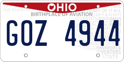 OH license plate GOZ4944