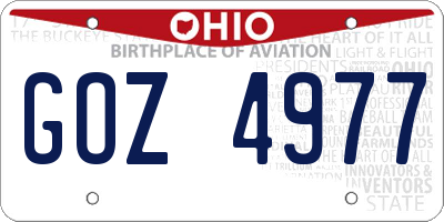 OH license plate GOZ4977