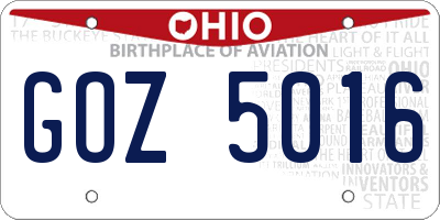OH license plate GOZ5016