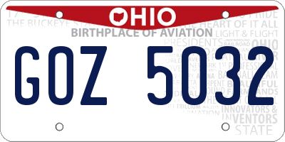OH license plate GOZ5032
