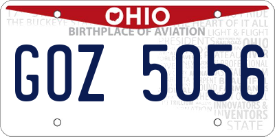 OH license plate GOZ5056
