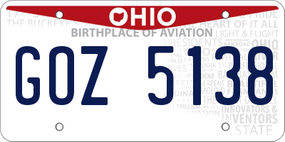OH license plate GOZ5138