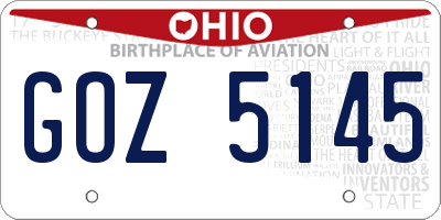 OH license plate GOZ5145