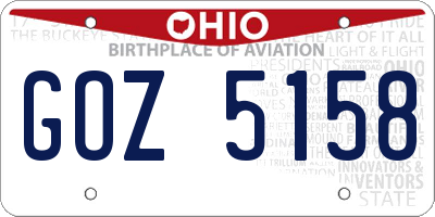 OH license plate GOZ5158