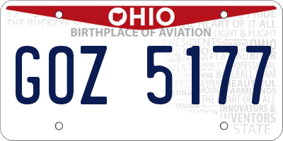OH license plate GOZ5177