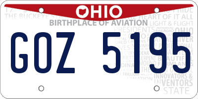 OH license plate GOZ5195