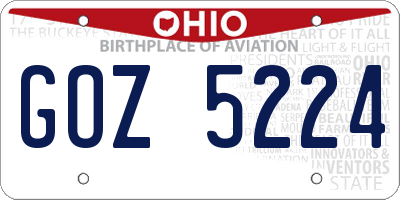 OH license plate GOZ5224