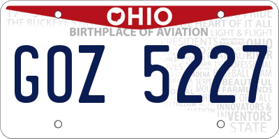 OH license plate GOZ5227