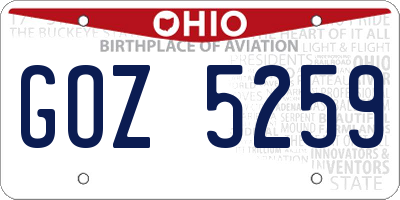 OH license plate GOZ5259