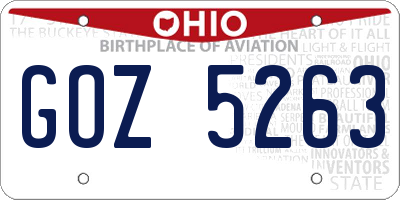 OH license plate GOZ5263