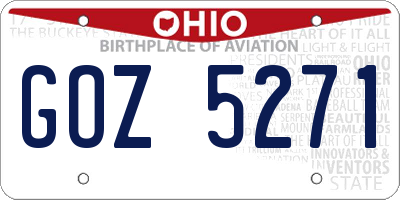 OH license plate GOZ5271