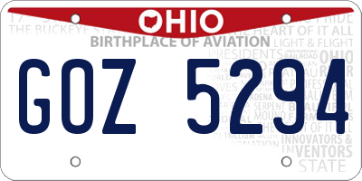 OH license plate GOZ5294