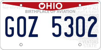 OH license plate GOZ5302