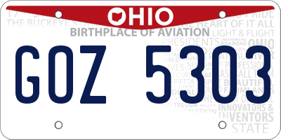 OH license plate GOZ5303