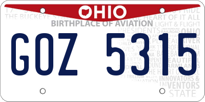 OH license plate GOZ5315