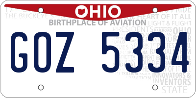 OH license plate GOZ5334