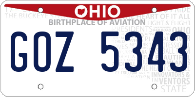 OH license plate GOZ5343