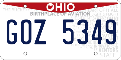OH license plate GOZ5349