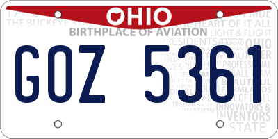 OH license plate GOZ5361