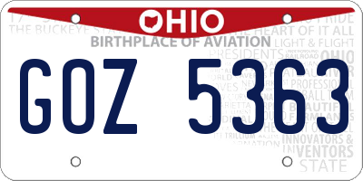 OH license plate GOZ5363