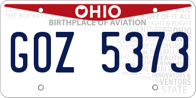 OH license plate GOZ5373