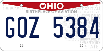 OH license plate GOZ5384