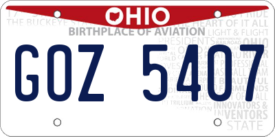 OH license plate GOZ5407